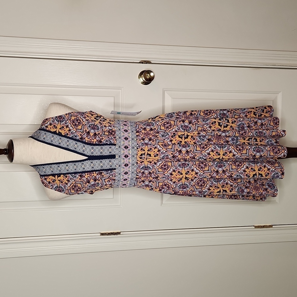 Wisp Ryenne Jersey Dress Golden Navy Size 6 NWT